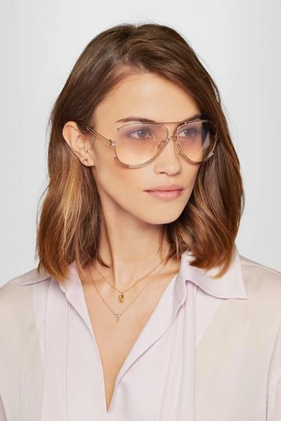 Shop Chloé Isidora Aviator-style Rose Gold-tone Sunglasses