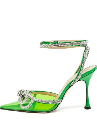Pre-owned Mach&mach 100mm Crystal-embellished Heeled Pumps In Green