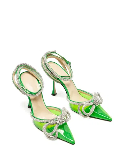 Pre-owned Mach&mach 100mm Crystal-embellished Heeled Pumps In Green