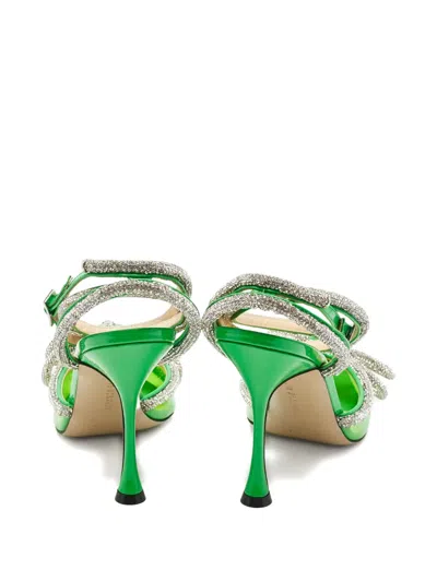 Pre-owned Mach&mach 100mm Crystal-embellished Heeled Pumps In Green