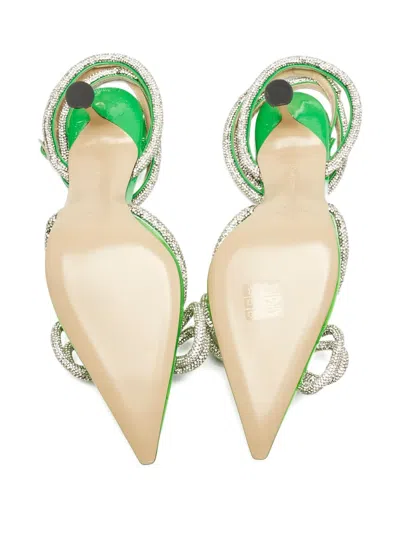 Pre-owned Mach&mach 100mm Crystal-embellished Heeled Pumps In Green