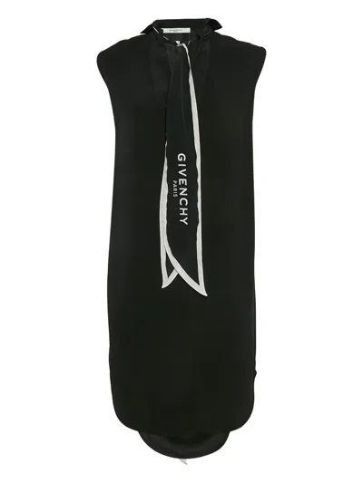 Pre-owned Givenchy Sleeveless Tie-neck Dress In Black