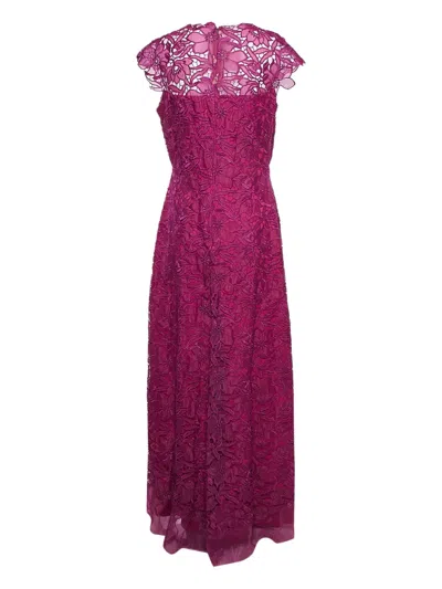 Pre-owned Tadashi Shoji  Floral-lace Dress In Purple