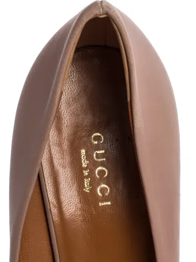 Pre-owned Gucci 125mm Leather Peep-toe Pumps In Pink