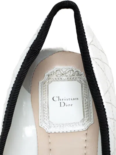 Pre-owned Dior Cannage-stitch Ballet Flats In White