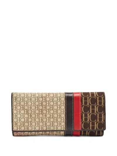 Pre-owned Carolina Herrera Vintage  Monogram-canvas Leather-trim Wallet