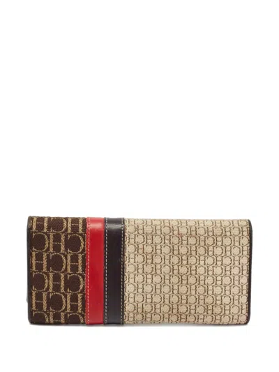 Pre-owned Carolina Herrera Vintage  Monogram-canvas Leather-trim Wallet