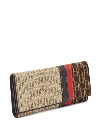 Pre-owned Carolina Herrera Vintage  Monogram-canvas Leather-trim Wallet