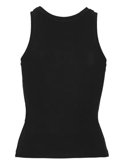 Rotate Birger Christensen Womens Adanne Core Logo-embroidered Stretch-cotton Tank Top Black In Black