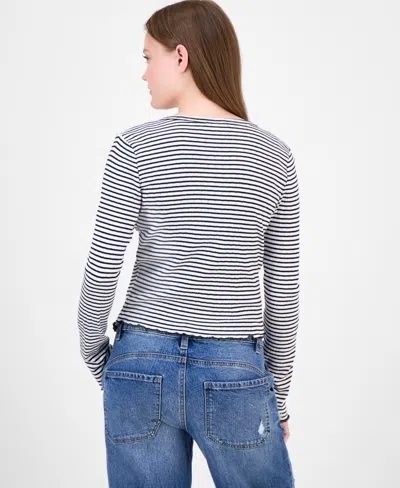Just Polly Juniors' Cotton Rib-knit Striped Tank & Cardigan Set