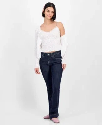 Just Polly Juniors Cotton Rib Knit Cardigan Madden Girl Juniors Mid Rise Pintuck Bootcut Jeans