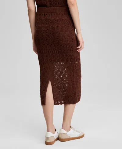 And Now This Women's Crochet Pull-on Cotton Midi Skirt