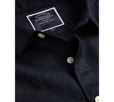 Charles Tyrwhitt Men's Slim-fit Button-down Linen Shirt In Blue