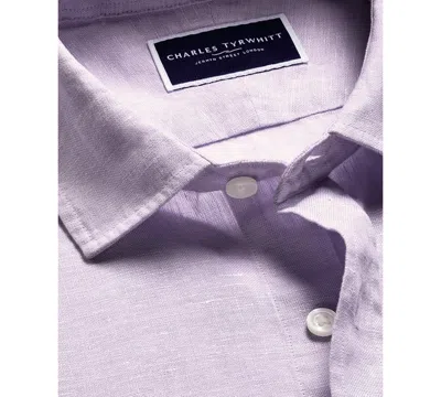 Charles Tyrwhitt Men's Slim-fit Button-down Linen Shirt In Pink