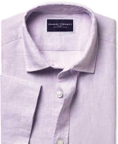 Charles Tyrwhitt Men's Slim-fit Button-down Linen Shirt In Pink