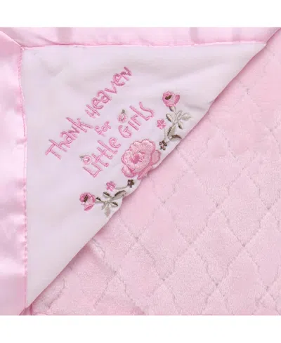 Little Me Baby Girls Thank Heaven For Little Girls Blanket With Satin In Pink