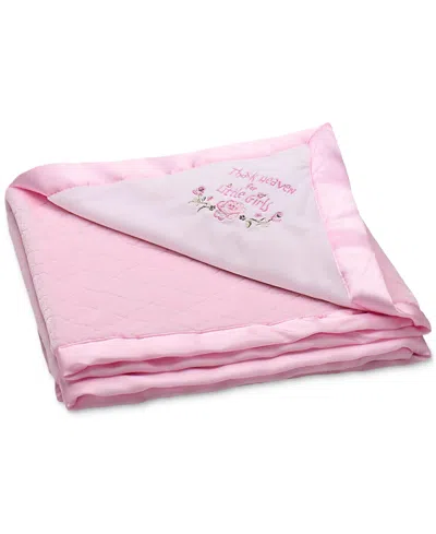 Little Me Baby Girls Thank Heaven For Little Girls Blanket With Satin In Pink