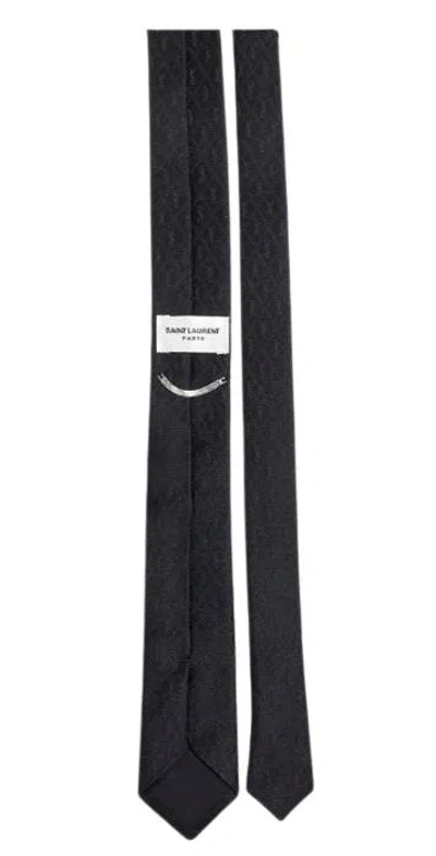 Saint Laurent Monogrammed Tie In Black