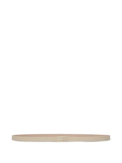Victoria Beckham Logo-buckle Leather Belt In Neutral