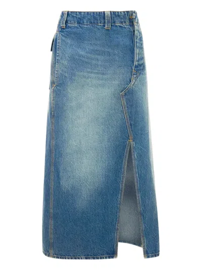 Victoria Beckham Asymmetric Utility Midi Skirt In Blue