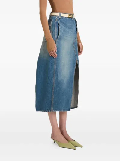 Victoria Beckham Asymmetric Utility Midi Skirt In Blue