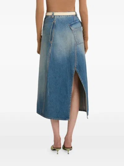 Victoria Beckham Asymmetric Utility Midi Skirt In Blue
