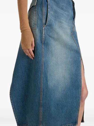 Victoria Beckham Asymmetric Utility Midi Skirt In Blue