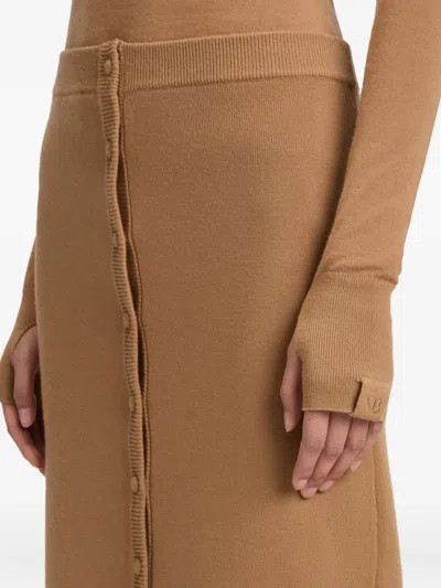 Victoria Beckham Button-detail Midi Skirt In Brown