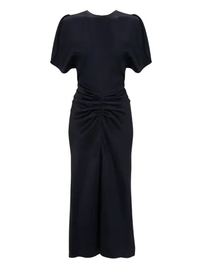 Victoria Beckham Waist Gathered Midi Dress With Ruched Detailing