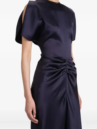 Victoria Beckham Waist Gathered Midi Dress With Ruched Detailing