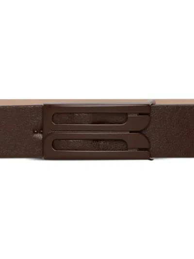 Victoria Beckham Logo-buckle Leather Belt In Brown