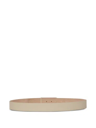 Victoria Beckham Jumbo Frame Leather Belt In Neutral