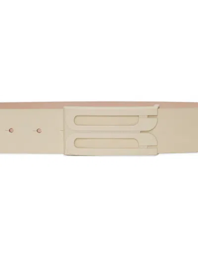 Victoria Beckham Jumbo Frame Leather Belt In Neutral