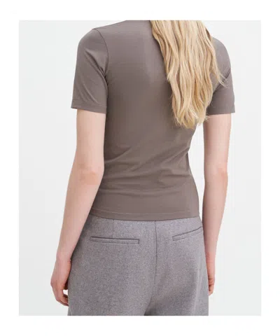 Filippa K Mock Neck Tee In Brown
