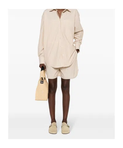 Filippa K Striped Drawstring Shorts In Neutral