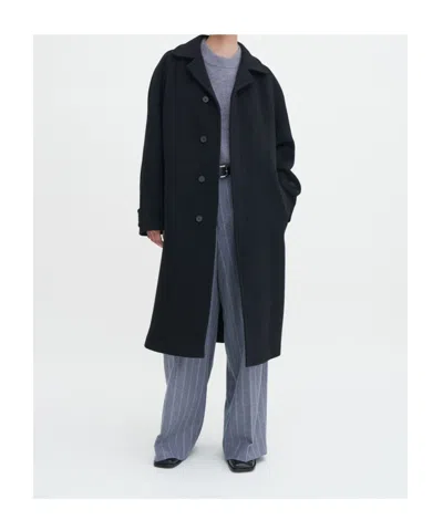 Filippa K Wool Blend Car Coat With Recycled Materials In Blue