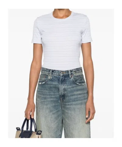 Filippa K T-shirt Ribbed Cotton Horizontal Stripes In White