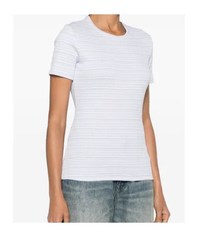 Filippa K T-shirt Ribbed Cotton Horizontal Stripes In White