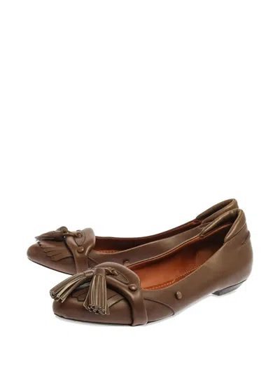 Pre-owned Givenchy 2024 Tassel-detail Leather Flats In Brown