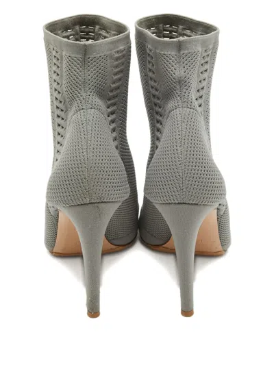 Pre-owned Gianvito Rossi Knit Peep-toe Boots In Gray