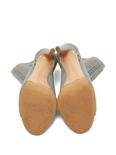 Pre-owned Gianvito Rossi Knit Peep-toe Boots In Gray