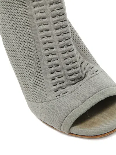 Pre-owned Gianvito Rossi Knit Peep-toe Boots In Gray