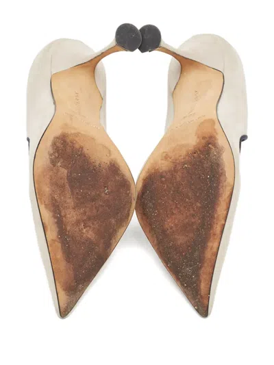 Pre-owned Manolo Blahnik Suede Cut-out Pumps In Neutral
