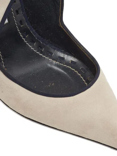 Pre-owned Manolo Blahnik Suede Cut-out Pumps In Neutral