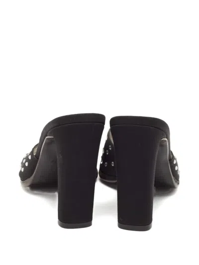 Pre-owned D&g Rhinestone Block-heel Sandals In Black