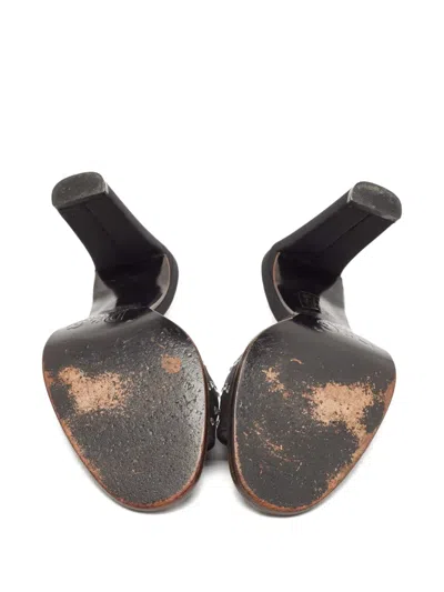 Pre-owned D&g Rhinestone Block-heel Sandals In Black
