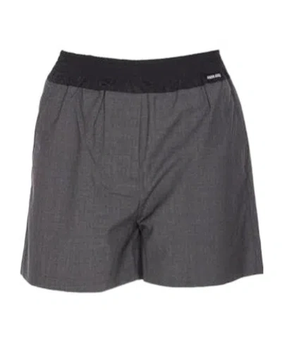 Miu Miu Elastic Waist Shorts In Gray