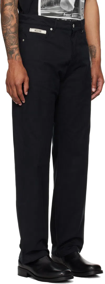 Moschino Denim Trousers With Belt Loops In Black