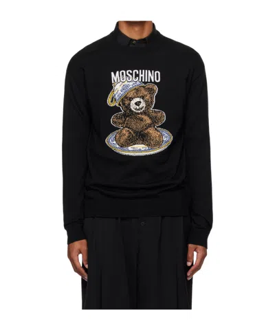 Moschino Bear Embroidered Crewneck Sweater