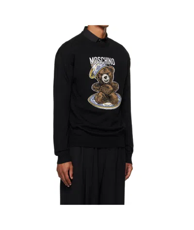 Moschino Bear Embroidered Crewneck Sweater
